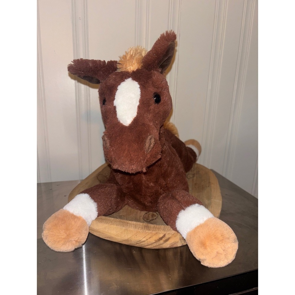 Gund Brown Horse Plush Stuffed Animal White Socks Blaze 4049364 Lying Floppy - Picture 3 of 8